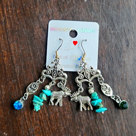 Moose Turquoise Earrings - Picture 1 of 1
